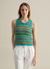 Ovs Crochet Tank Top In Multicoloured Knit
