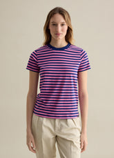 Ovs Pink And Blue Striped Short Sleeve T-Shirt