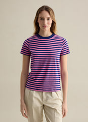 Ovs Pink And Blue Striped Short Sleeve T-Shirt