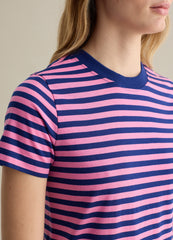 Ovs Pink And Blue Striped Short Sleeve T-Shirt