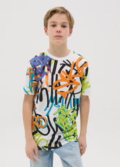 Ovs Cotton T-Shirt With Graffiti Print