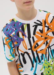 Ovs Cotton T-Shirt With Graffiti Print
