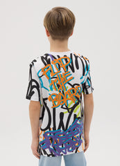 Ovs Cotton T-Shirt With Graffiti Print