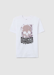 Ovs White Printed T-Shirt For Boys