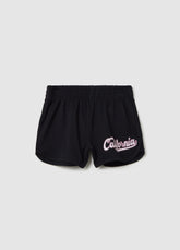 Ovs Black Cotton Casual Shorts For Girls