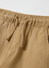Ovs Beige Trousers In Linen And Viscose With Drawstring
