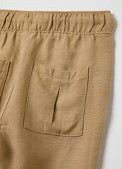 Ovs Beige Trousers In Linen And Viscose With Drawstring