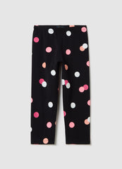 Ovs Black Three-Quarter Leggings In Stretch Cotton