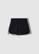 Ovs Black Shorts In 100% Cotton With Contrasting Trims