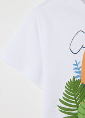 Ovs White Cotton T-Shirt With Puppy Print