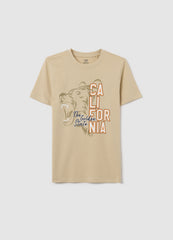 Ovs Beige T-Shirt In Cotton With Print