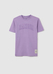 Ovs Purple Cotton Short Sleeve T-Shirt
