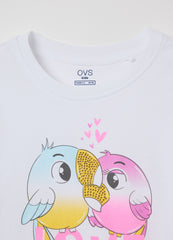 Ovs White Cotton T-Shirt With Print