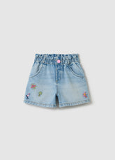 Ovs Denim Shorts With Tropical Embroidery