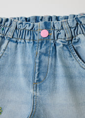 Ovs Denim Shorts With Tropical Embroidery