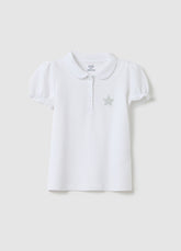 Ovs White Pure Cotton Polo With Decorative Star