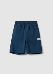 Ovs Blue Baggy Shorts In Pure Cotton