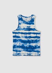 Ovs Blue And White Striped Cotton Tank Top