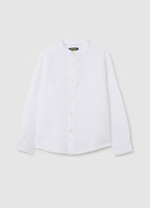 Ovs Kids White Long Sleeve Linen And Cotton Shirt