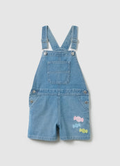 Ovs Girls’ Regular Fit Dungaree Shorts In Cotton Denim