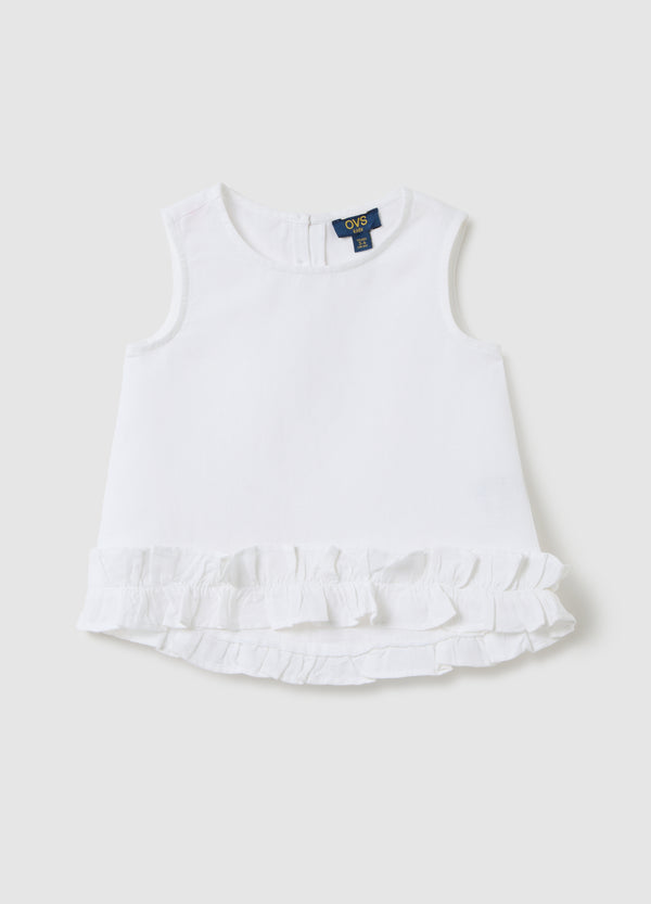 Ovs White Sleeveless Blouse With Ovs Kids Ruffles