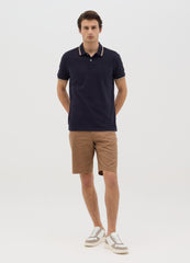 Ovs Blue Short Sleeve Polo Shirt In Pure Cotton