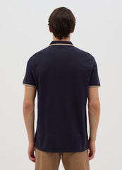 Ovs Blue Short Sleeve Polo Shirt In Pure Cotton
