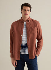 Ovs Regular Brown Linen Shirt
