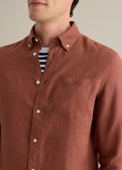 Ovs Regular Brown Linen Shirt