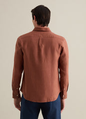 Ovs Regular Brown Linen Shirt