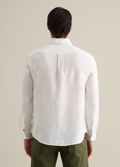 Ovs White Pure Linen Piombo Shirt