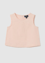 Ovs Sleeveless Pink Striped Blouse In Cotton And Linen