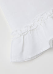Ovs White Cotton And Linen Baby Top, Regular Fit With Ruffles