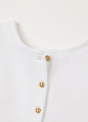 Ovs White Cotton And Linen Baby Top, Regular Fit With Ruffles