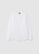 Ovs Boy'S White Linen-Cotton Blend Shirt Regular Fit With Classic Collar
