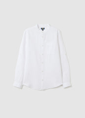 Ovs Boy'S White Linen-Cotton Blend Shirt Regular Fit With Classic Collar