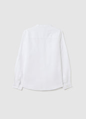 Ovs Boy'S White Linen-Cotton Blend Shirt Regular Fit With Classic Collar