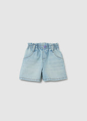 Ovs Light Denim Shorts For Girls In Pure Cotton
