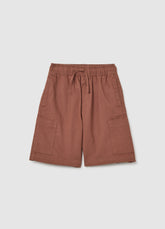 Ovs Children'S Regular Fit Brown Linen Blend Shorts With Cargo Pockets