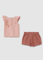 Ovs Summer Set With Cotton And Linen Ruffles For Girls
