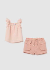 Ovs Pink Set With Ruffled Top And Shorts Fagottino