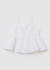 Ovs Girls' White Cotton And Linen Top With Regular Fit, Ruffles And Bow At The Back