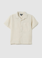 Ovs Children'S Beige Linen Blend Shirt Regular Fit With Applied Pocket