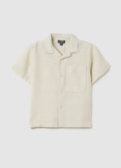 Ovs Children'S Beige Linen Blend Shirt Regular Fit With Applied Pocket