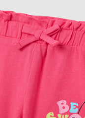 Ovs Girls' White And Pink Cotton Outfit, Regular Fit With Print