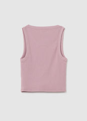 Ovs Girls' Pink Fitted Stretch Cotton Tank Top