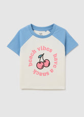 Ovs Girl'S Multicolour Cotton T-Shirt, Regular Fit With Print