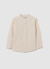 Ovs Multicolour Regular Fit Cotton And Linen Blend Child'S Shirt With Mandarin Collar