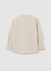 Ovs Multicolour Regular Fit Cotton And Linen Blend Child'S Shirt With Mandarin Collar