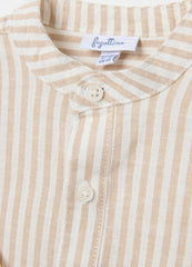 Ovs Multicolour Regular Fit Cotton And Linen Blend Child'S Shirt With Mandarin Collar